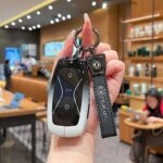 Fragrant Car Island Dongfeng Fengguang 580 Key Case Standard Option b: gradient black & white single bag + black leather cord clasp - Image 4