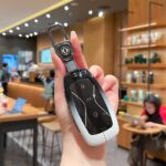 Fragrant Car Island Dongfeng Fengguang 580 Key Case Standard Option b: gradient black & white single bag + black leather cord clasp - Image 5