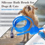 Soft Silicone Pet Bathing Massage Brush for Dogs and Cats – Hands-Free Shower Brush with Adjustable Hand Strap, Water Outlet Holes, and Faucet Adapters for Indoor and Outdoor Pet Grooming (Blue) - Image 4