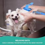 Soft Silicone Pet Bathing Massage Brush for Dogs and Cats – Hands-Free Shower Brush with Adjustable Hand Strap, Water Outlet Holes, and Faucet Adapters for Indoor and Outdoor Pet Grooming (Blue) - Image 7