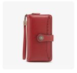 Dark Red Women's Long Zipper Wallet with Wristlet – Multi-Card Slots, Phone Compartment & Coin Pocket (200g) - Image 3