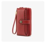 Dark Red Women's Long Zipper Wallet with Wristlet – Multi-Card Slots, Phone Compartment & Coin Pocket (200g) - Image 4