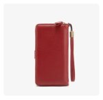 Dark Red Women's Long Zipper Wallet with Wristlet – Multi-Card Slots, Phone Compartment & Coin Pocket (200g) - Image 5