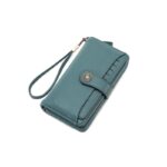 Blue Women's Long Zipper Wallet with Wristlet – Multi-Card Slots, Phone Compartment & Coin Pocket (200g)
