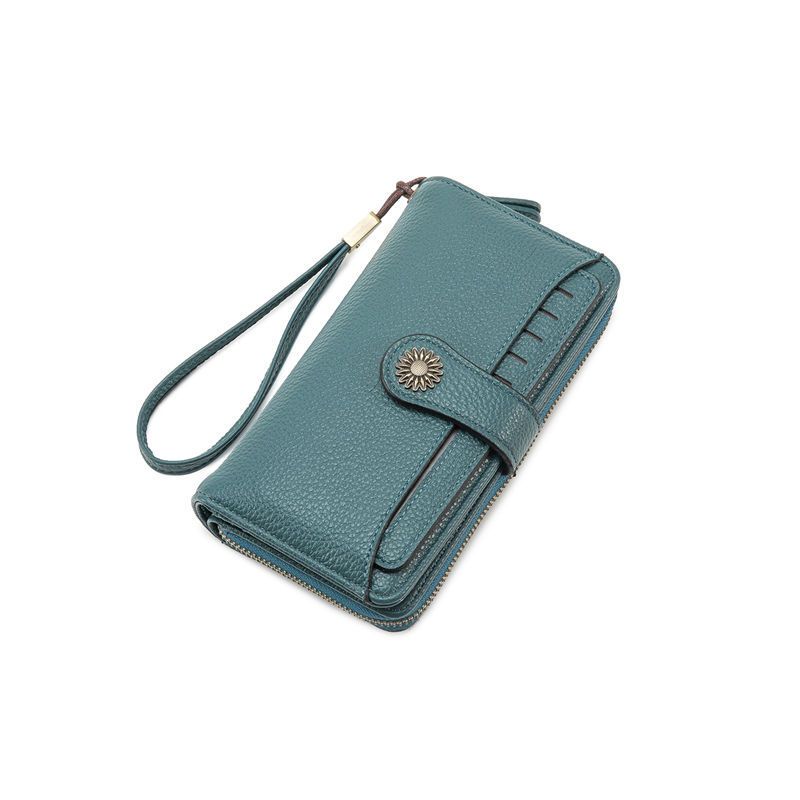 V888-ELOSUNG47453-3-00 Blue Women's Long Zipper Wallet with Wristlet – Multi-Card Slots, Phone Compartment & Coin Pocket (200g) - Image 1