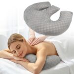 Pink Ergonomic M-Shaped Breast Support Pillow for Spa & Postpartum Care – Soft Plush Cover, Removable & Washable (320g) - Image 3
