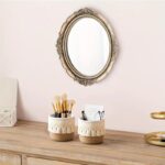 Khaki Boho Cotton Rope Tassel Storage Baskets – Set of 2 Round Woven Organizers for Makeup Brushes & Desktop Essentials (12cm Diameter) - Image 4
