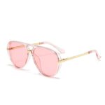 Light Pink Retro Aviator Sunglasses with UV Protection – Oversized PC + Metal Frame, Includes Black Case