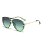 Green Retro Aviator Sunglasses with UV Protection – Oversized PC + Metal Frame, Includes Black Case