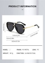 Brown Retro Aviator Sunglasses with UV Protection – Oversized PC + Metal Frame, Includes Black Case - Image 5