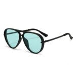 Blck and Blue Retro Aviator Sunglasses with UV Protection – Oversized PC + Metal Frame, Includes Black Case