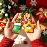 2-Piece Christmas star and reindeer Shaped PU Leather Keychains – Cute Holiday Bag Ornaments and Car Decorations - Image 3