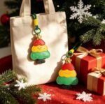4-piece set Christmas theme Shaped PU Leather Keychains – Cute Holiday Bag Ornaments and Car Decorations - Image 4