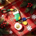 4-piece set Christmas theme Shaped PU Leather Keychains – Cute Holiday Bag Ornaments and Car Decorations - Image 11