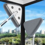 Adjustable Triangle Cleaning Mop 124-164cm Extendable Long Handle Window Squeegee Wall Washer Rotatable Head for Ceilings High Corners Wet Dry Use with 2 Microfibre Pads - Image 3