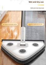 Adjustable Triangle Cleaning Mop 124-164cm Extendable Long Handle Window Squeegee Wall Washer Rotatable Head for Ceilings High Corners Wet Dry Use with 2 Microfibre Pads - Image 4