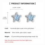 Blue Crystal Star Stud Earrings for Women - Silver Plated Star Shape Earrings with Elegant Minimalist Design - Image 6