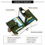 Green RFID Blocking Leather Wallet for Men - Vertical Oil Wax Cowhide Bifold Wallet with Double Zipper, Card Slots & Coin Pocket - Image 3