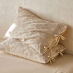 Linen Cotton Pillowcase Pair with Tie Closure Floral Pillow Covers 48x74cm (Style 1)