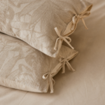 Linen Cotton Pillowcase Pair with Tie Closure Floral Pillow Covers 48x74cm (Style 1) - Image 2
