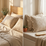 Linen Cotton Pillowcase Pair with Tie Closure Floral Pillow Covers 48x74cm (Style 2) - Image 3