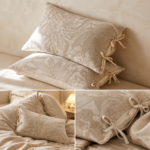 Linen Cotton Pillowcase Pair with Tie Closure Floral Pillow Covers 48x74cm (Style 3) - Image 3