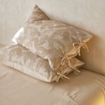 Linen Cotton Pillowcase Pair with Tie Closure Floral Pillow Covers 48x74cm (Style 4)