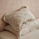 Floral Linen Style Pillowcase Set - 2 Piece Pillow Covers 48 x 74 cm - Wide Border Design (Style 1)
