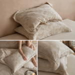 Floral Linen Style Pillowcase Set - 2 Piece Pillow Covers 48 x 74 cm - Wide Border Design (Style 1) - Image 2