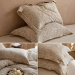 Floral Linen Style Pillowcase Set - 2 Piece Pillow Covers 48 x 74 cm - Wide Border Design (Style 3) - Image 2
