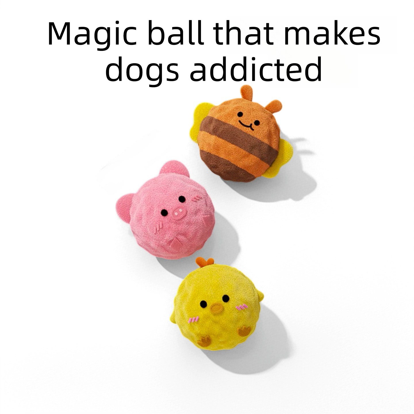 V888-ELOSUNG54977-1-00 3-Piece Cartoon Squeaky Ball Dog Toy Set with TPR Thorn Ball Inside - Soft Plush Pet Chew Toys for Dogs & Cats - Image 1