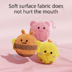 2-Piece Yellow Bee Squeaky Ball Dog Toy Set with TPR Thorn Ball Inside - Soft Plush Pet Chew Toys for Dogs & Cats - Image 3