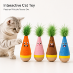Interactive Feather Wobble Cat Toy - 4 Different Colour Tumbler Teaser Toys for Cats
