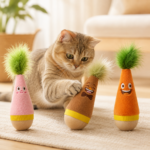 Interactive Feather Wobble Cat Toy - 4 Different Colour Tumbler Teaser Toys for Cats - Image 2