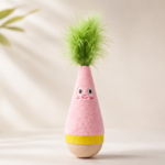 Interactive Feather Wobble Cat Toy - 2 Pink Tumbler Teaser Toys for Cats