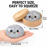 Realistic Steamed Bun Squishy Stress Relief Toy with Steamer Basket - Gold Glitter TPR Slow Rebound Squeeze Fidget for Adults - Image 3