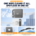 Lightweight Interior & Exterior Window Cleaner with 110cm Extendable Aluminium Pole & 5 Cleaning Pad - 2-in-1 360° Rotating Microfibre Scrubber and Squeegee for Most Household High Rise Windows - Image 3