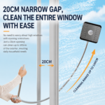 Lightweight Interior & Exterior Window Cleaner with 110cm Extendable Aluminium Pole & 5 Cleaning Pad - 2-in-1 360° Rotating Microfibre Scrubber and Squeegee for Most Household High Rise Windows - Image 5