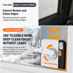 Lightweight Interior & Exterior Window Cleaner with 160CM Extendable Aluminium Pole & Cleaning Pad - 2-in-1 360° Rotating Microfibre Scrubber and Squeegee for Most Household High Rise Windows - Image 4