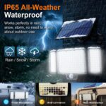 210 LED Outdoor Wall Light Integrated Solar Panel and 3 Sensor Modes, 3 Head Adjustable LED Security Light, IP65 All Weather Waterproof Remote Control Garden Lamp - Image 6