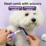 Pet Grooming & Cleaning Kit 9 Piece Set with Shedding Brush, Steel Comb + Scissors, Nail Clippers + File, Bath Brush + Massage Glove, 3 Head Toothbrush and Storage Bag for Dog & Cat - Image 4