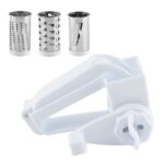 Rotary Cheese Grater with 3 Stainless Steel Blades and Safe Top Pressing Cover - Manual Hand Crank Shredder, Stable and Effortless for Cheese Vegetables & Kitchen Mutifunctional Use (Boxed)