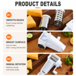 Rotary Cheese Grater with 3 Stainless Steel Blades and Safe Top Pressing Cover - Manual Hand Crank Shredder, Stable and Effortless for Cheese Vegetables & Kitchen Mutifunctional Use (Boxed) - Image 5