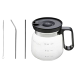 16Oz Mini Brewing Glass Coffee Mug Set with Leakproof Travel Lid, Ergonomic Handle and 2 Reusable Metal Straws for Camping Office and Home, Coffee Lovers' Top Choice - Image 2