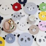 4PCS Yellow Cute Bear Woven Cotton Coasters, 12cm Dia Durable Heat Resistant Trivets Set for Drink Cup Dishes and Pot - Image 2