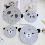 4PCS Yellow Cute Bear Woven Cotton Coasters, 12cm Dia Durable Heat Resistant Trivets Set for Drink Cup Dishes and Pot - Image 3