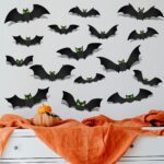 3D Bat Wall Decors Set for Halloween Party Home Spooky Backgrounds, 24 Pack Small Medium Large Stickers with Tweezer and Adhesive Dots