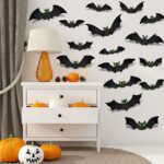 3D Bat Wall Decors Set for Halloween Party Home Spooky Backgrounds, 24 Pack Small Medium Large Stickers with Tweezer and Adhesive Dots - Image 3