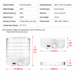 Black 5 Tier Large Capacity Food Dehydrator and Healthy Snack Maker - Electric Fruit Vegetable Meat Jerky Dryer with 35-70℃ Adjustable Temp and All Round Hot Air Fast Dehydration - Image 6