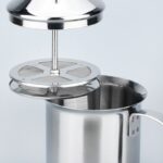 400ML 201 Stainless Steel Manual Milk Frother, Double Mesh Strainer Hand Pump Frothing Pitcher - Image 3